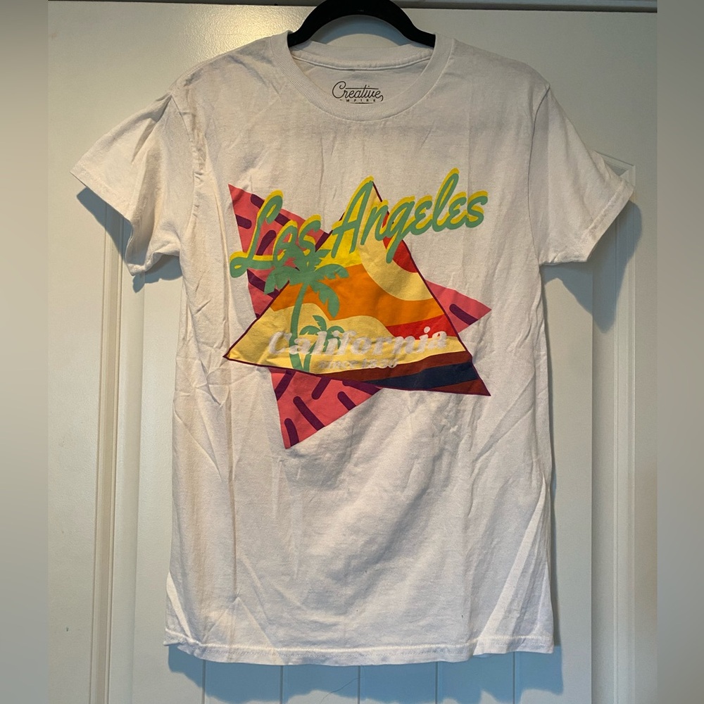 Creative Empire Unisex White Colorful Graphic Los Angeles Short Sleeve Tee S